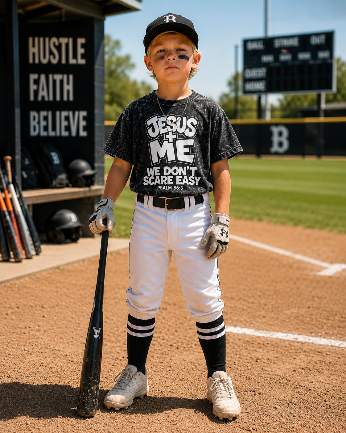 Jesus + Me "We Don't Scare Easy" Washed Kids T-Shirt