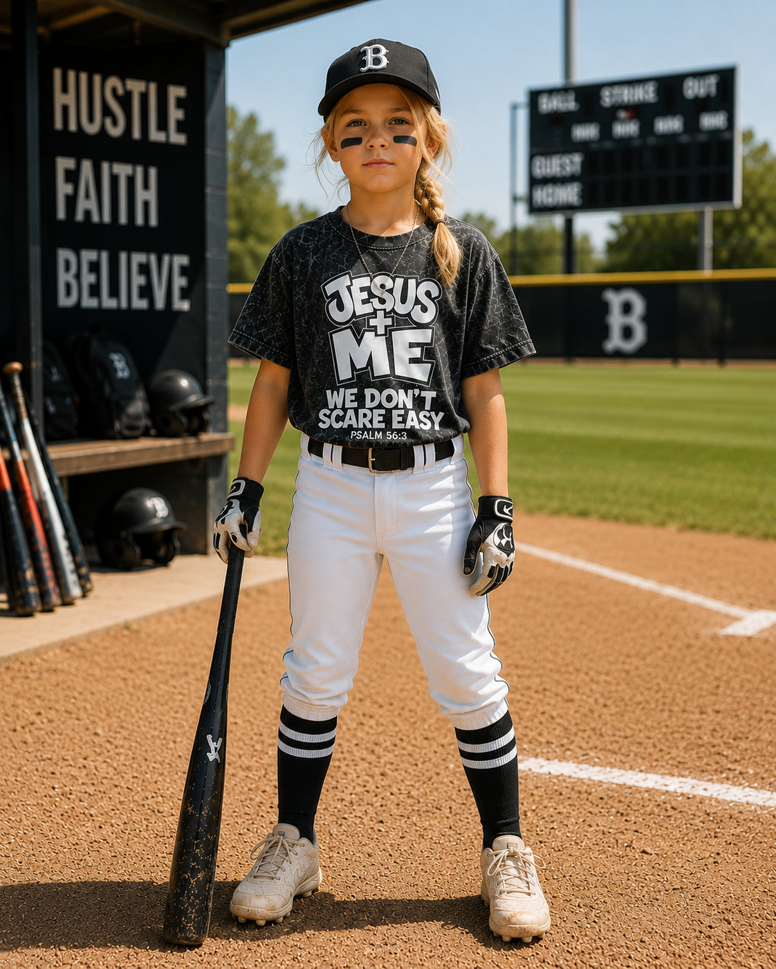 Jesus + Me "We Don't Scare Easy" Washed Kids T-Shirt
