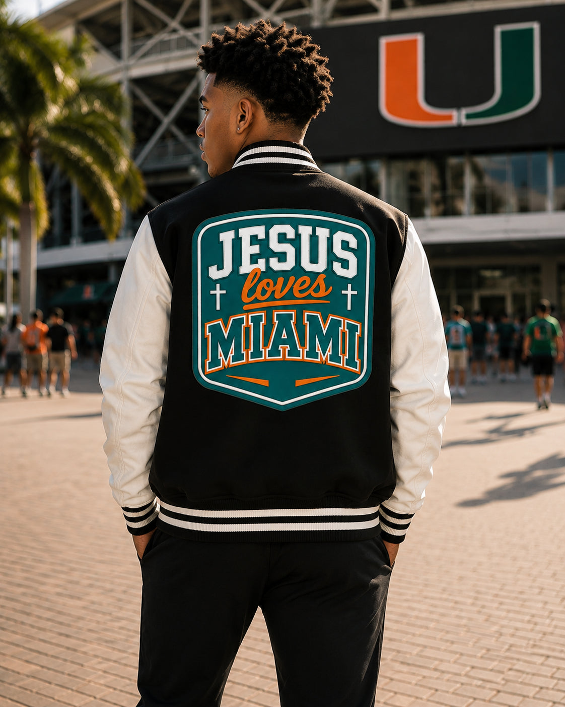 Rep the 305. Own the Moment. Two-Tone Fleeced Varsity Jacket