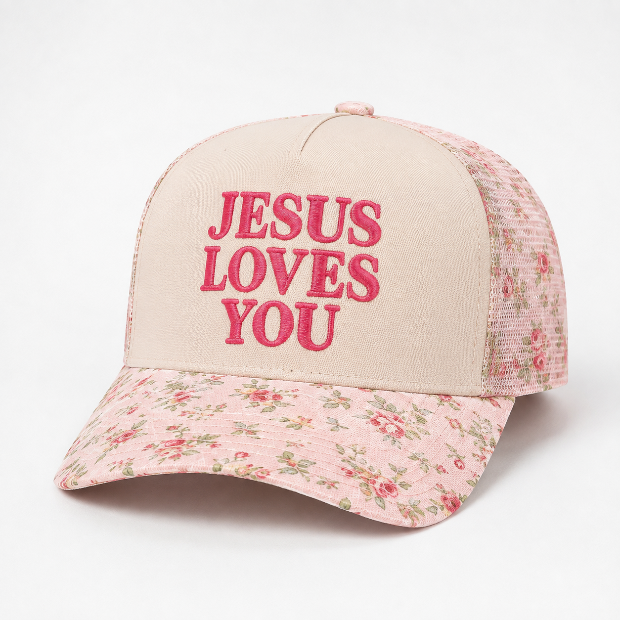 Jesus Loves You Floral Snapback Hat