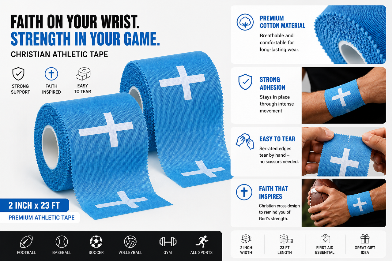 Christian Athletic Tape | Cross & Bible Verse