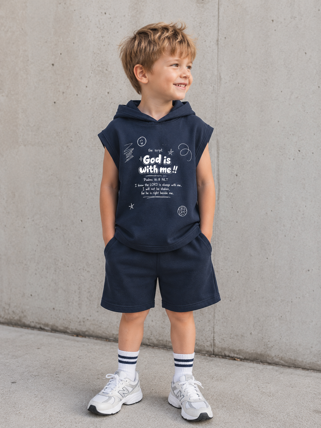 God Is With Me Christian Kids Hoodie Tee