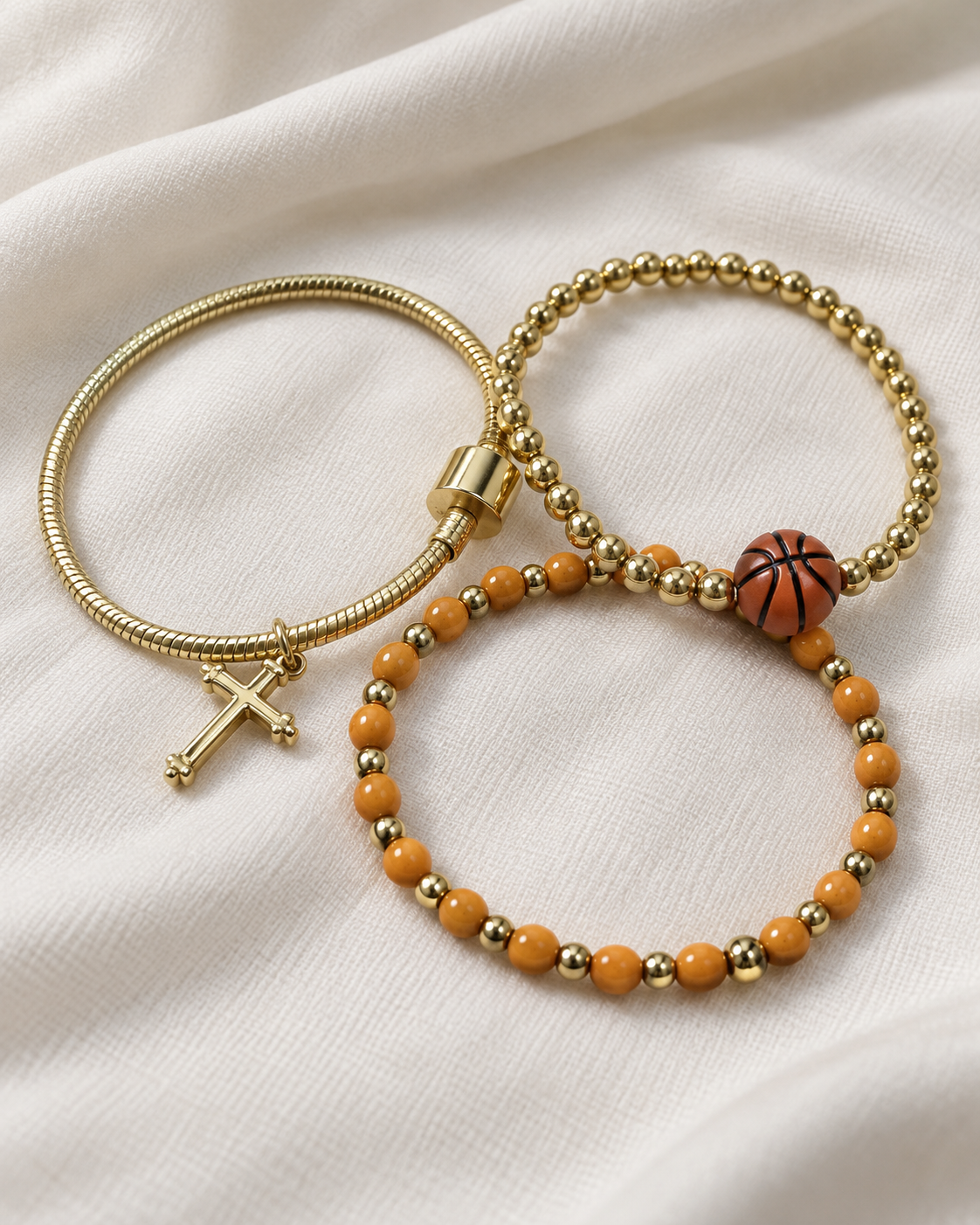 Basketball Faith Bracelet Stack