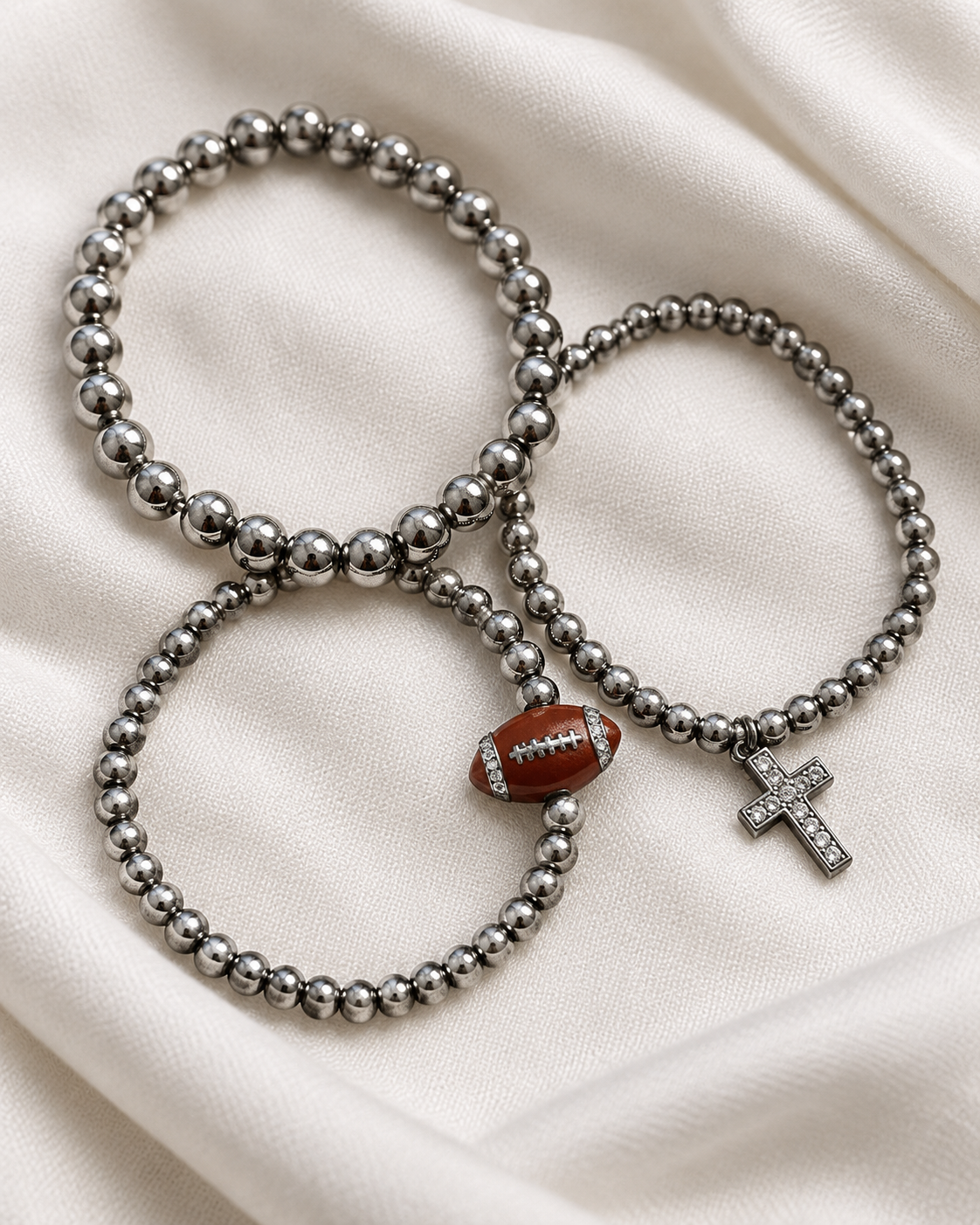 Football Faith Bracelet Stack