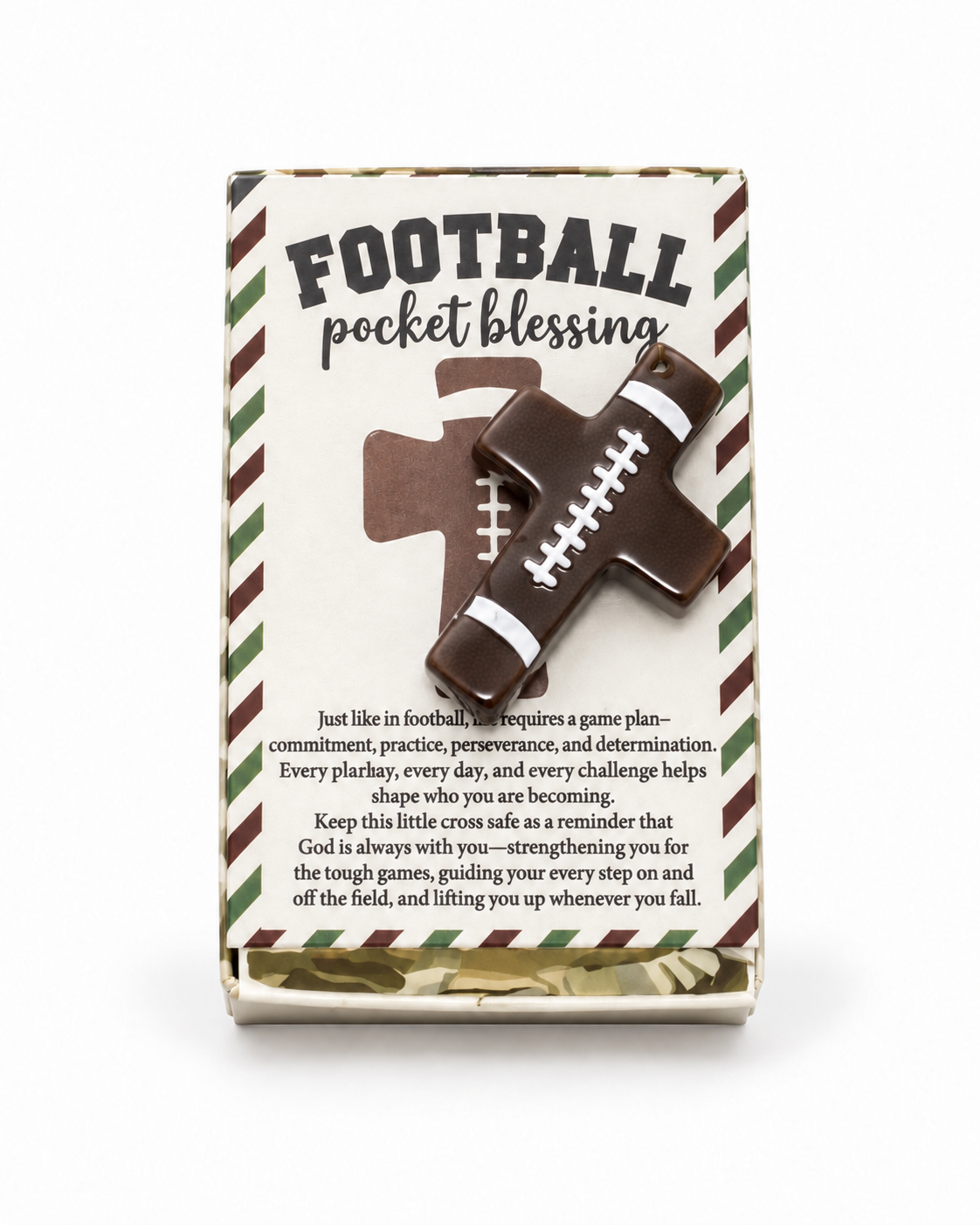 Football Pocket Blessing • Mini Cross Charm
