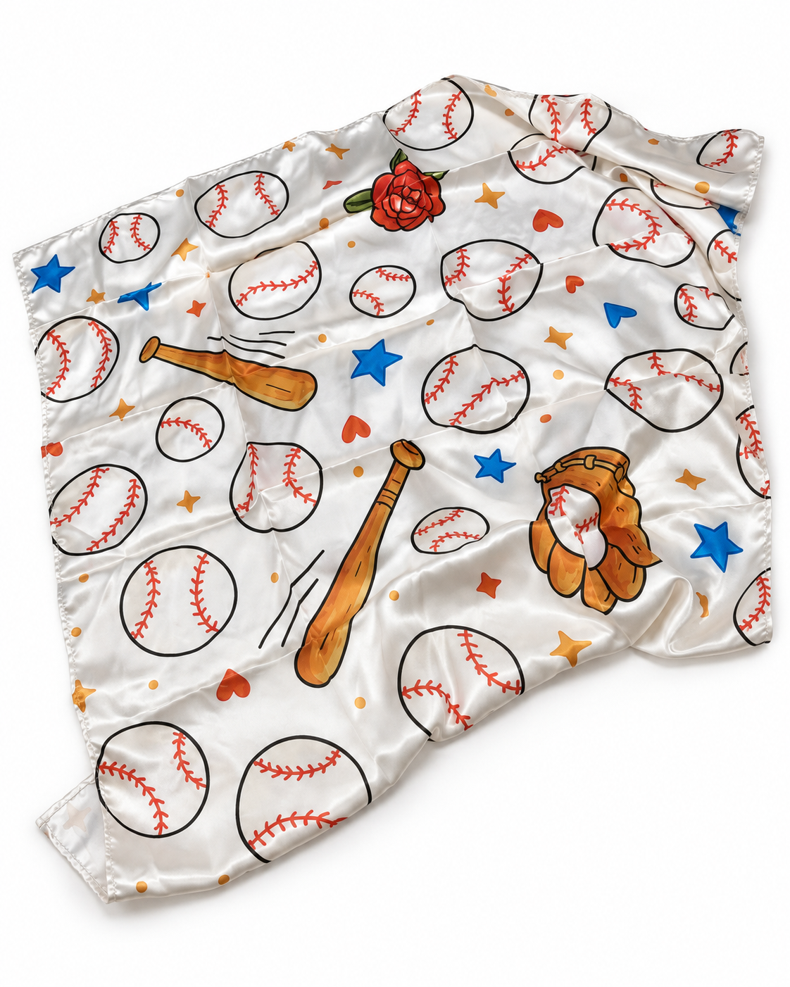 Baseball Rose • Satin Head Scarf