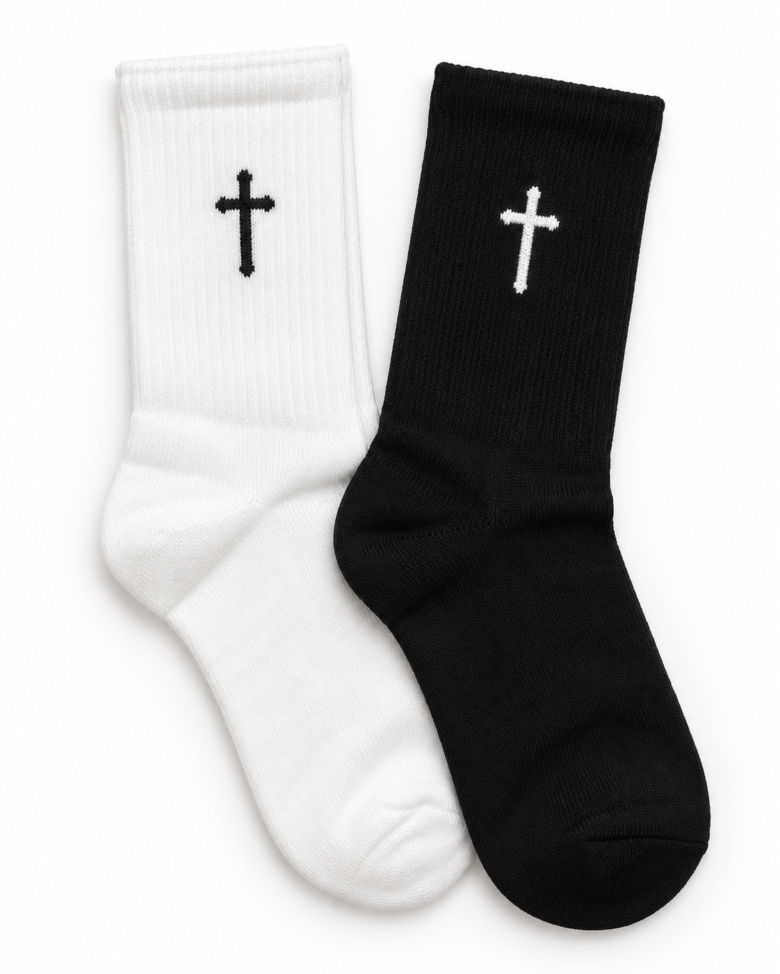 Cross Crew Socks • 2-Pack (White & Black)
