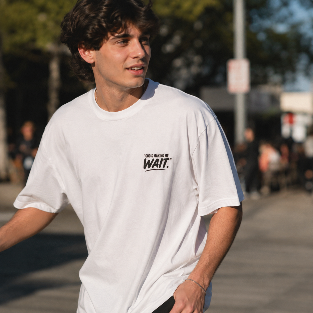 God Makes Me Wait Oversized Christian T-Shirt