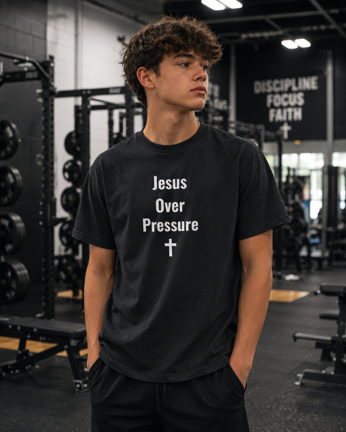 Jesus Over Pressure Washed Heavyweight T-Shirt