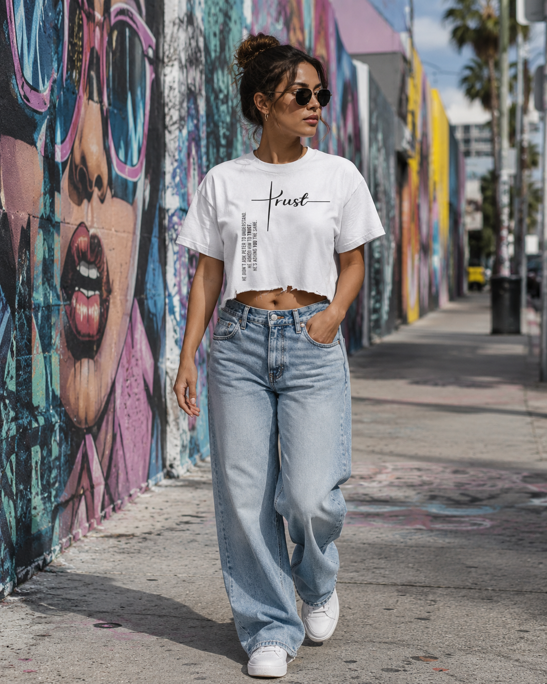 Trust Christian Boxy Tee Distressed