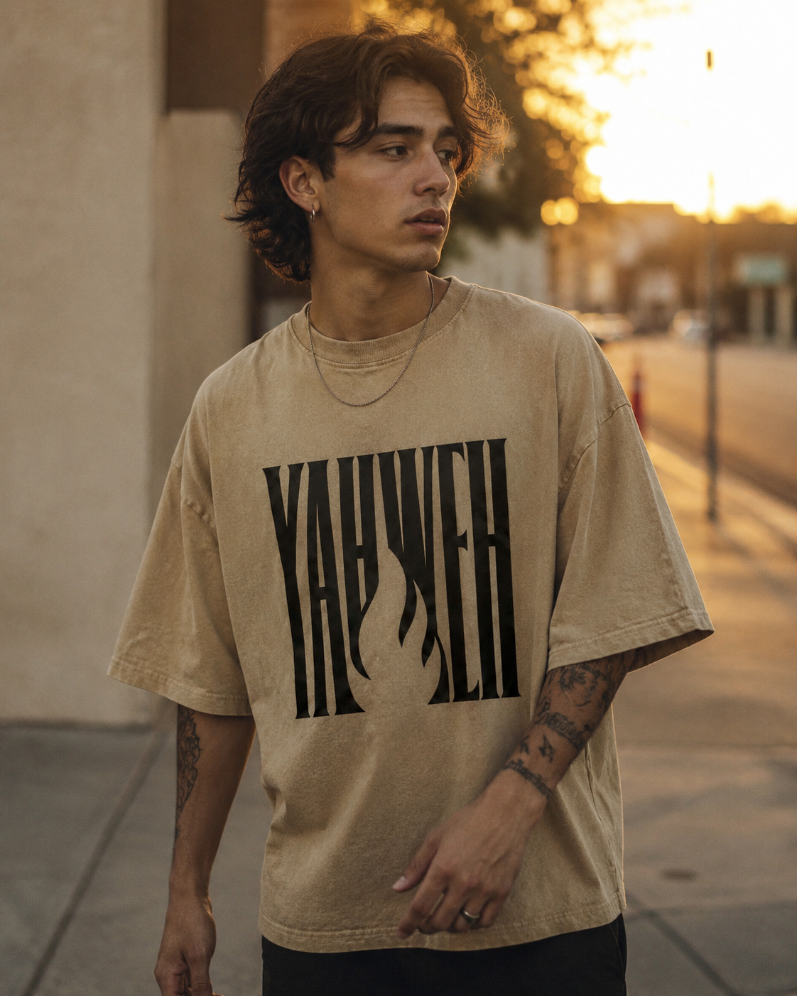 Yahweh – Bold Flame Oversized Tee