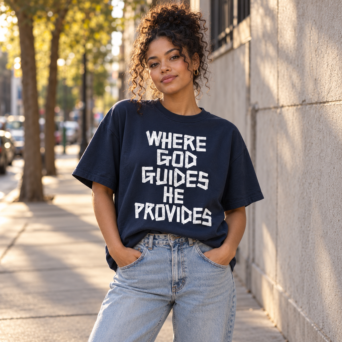 Where God Guides He Provides Heavyweight Tee