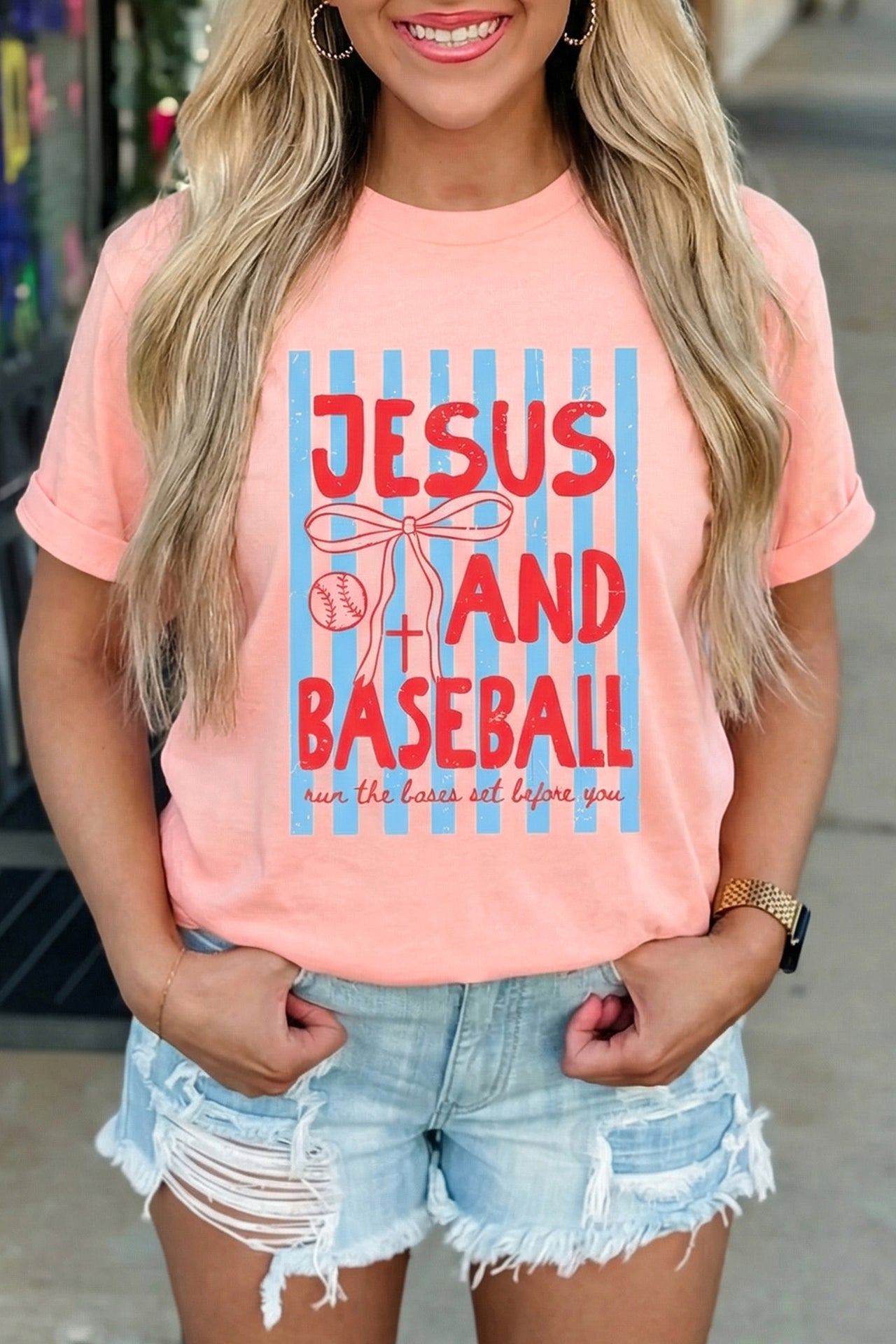 Jesus and Baseball Women’s Graphic T-Shirt